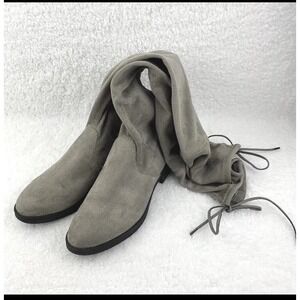 Sam Edelman Peyton 6M Gray Greige Faux Suede Leather Over The‎ Knee Boots GoGo